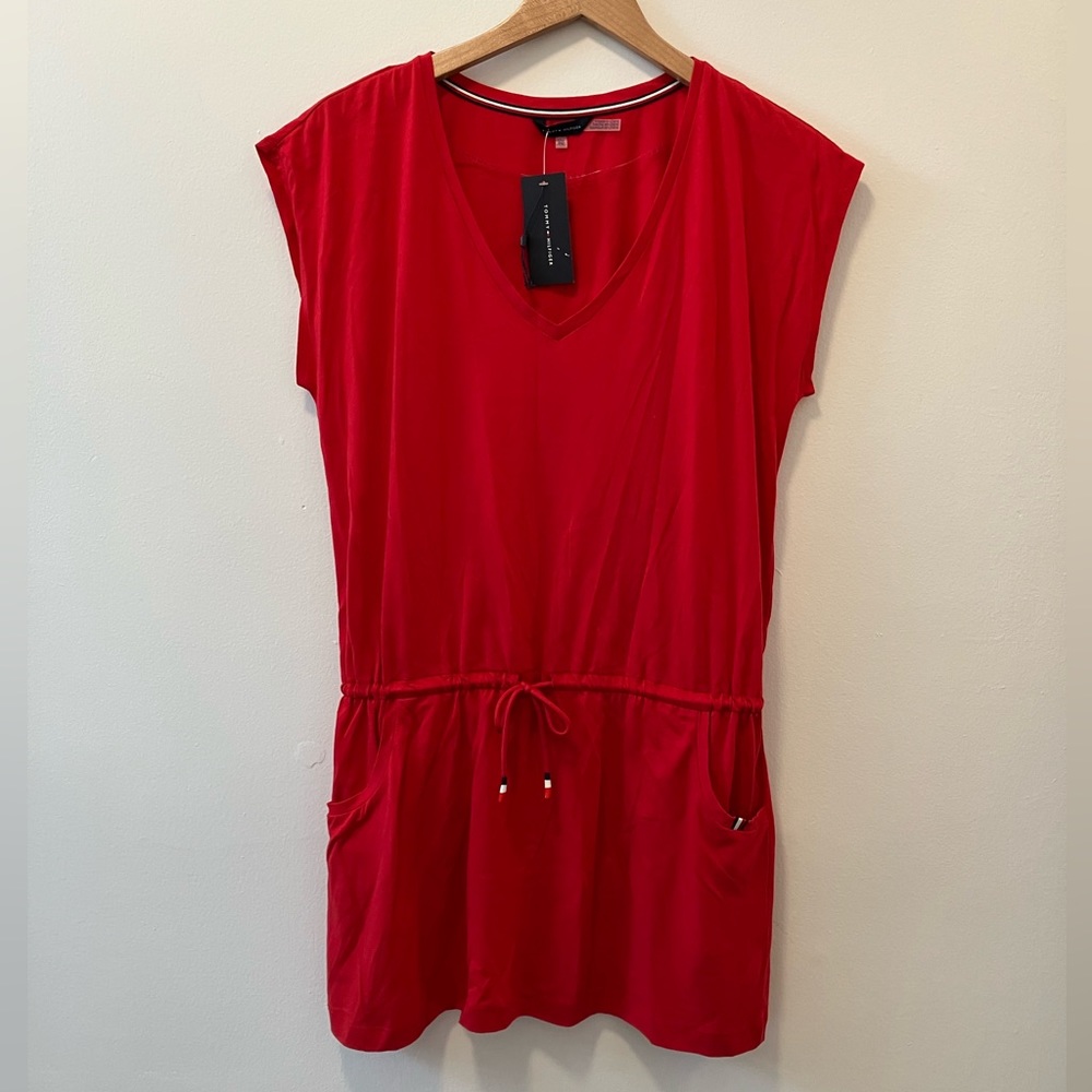 Tommy Hilfiger Red Drop Waist Drawstring Dress